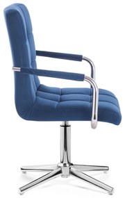 LuxuryForm DESIGN Stolička VERONA VELUR na striebornom kríži - modrá