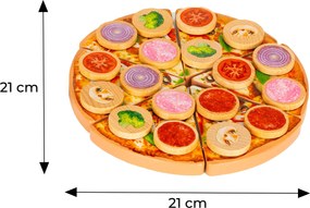 Drevená pizza na krájanie pre deti na suchý zips, 27 dielov ECOTOYS