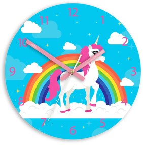 Dětské nástěnné hodiny Jednorožec 30 cm vícebarevné