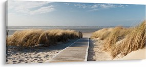 Obraz - Piesočná pláž na ostrove Langeoog, Nemecko (120x50 cm)