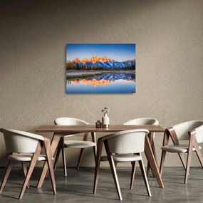 Sklenený obraz zasnežených horských štítov (70x50 cm)