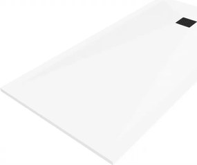 Mexen Stone+, obdĺžniková vanička z minerálneho kompozitu 200 x 90 cm, biela, čierna krytka, 44109020-B