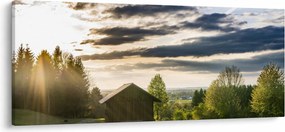 Obraz chaty na lúke (120x50 cm)