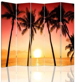 Ozdobný paraván Palm Beach Sun - 180x170 cm, päťdielny, obojstranný paraván 360°