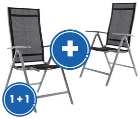 Záhradná stolička Conrado 1 + 1 ZADARMO, čierna / sivá