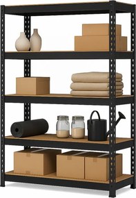 Regál 216x120x50 cm profesionálny 5-policový, nosnosť 1500 kg - čierny