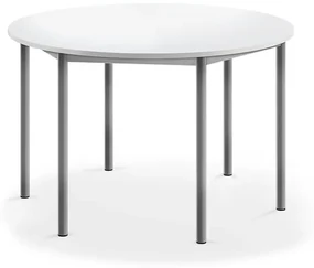 Stôl SONITUS, kruh, Ø1200x720 mm, HPL - biela, strieborná