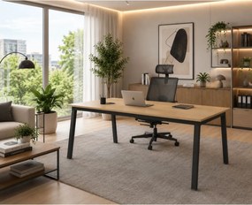 Rokovací kancelársky stôl PRIMO BASIC, 160x80 cm, čierna podnož, sivá