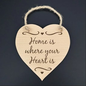 AMADEA Drevené srdce s textom Home is where ...., masívne drevo, 16x15 cm
