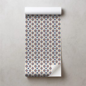 Samolepiaca tapeta oranžovo-modré kvetinové kruhy