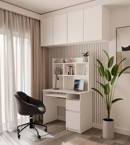 Psací stůl s nástavbou PORTO pravý matně bílý