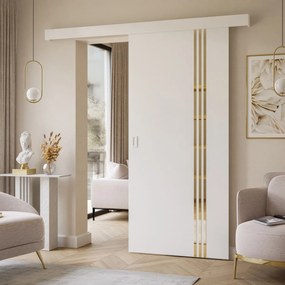 POSUVNÉ DVERE LAGOS BIELE MATNÉ + ZLATÉ LIŠTY