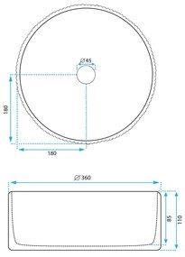 Rea Delia, umývadlo na dosku 360x360x110mm, biela lesklá, REA-U0601