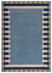 Modrý ručne tkaný vlnený koberec 160x230 cm Kai Wool Border – Flair Rugs
