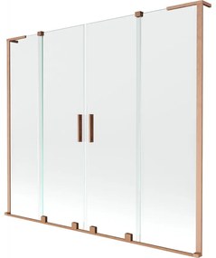 Mexen Velar L Duo, 2-krídlová posuvná vaňová zástena 200 x 150 cm, 8mm číre sklo, medená matná, 896-200-003-02-65