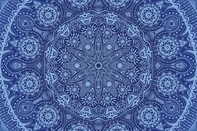 Samolepiaca tapeta okrasná Mandala s krajkou v modrej - 450x300