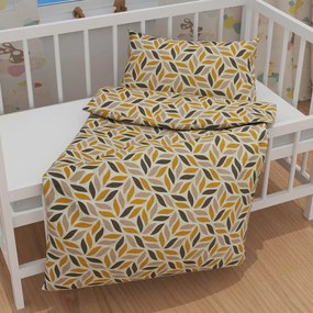 Biante Detské bavlnené posteľné obliečky do postieľky Sandra SA-423 Zlato-hnedé listy na krémovom Do postieľky 90x140 a 40x60 cm