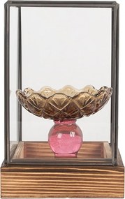 Dekoračný skleník/ vitrína s dreveným podstavcom Pallas - 12*12*19 cm