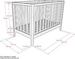 Béžová postieľka z borovicového dreva s nastaviteľnou výškou 60x120 cm Swingo – Vipack