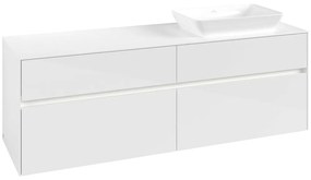VILLEROY &amp; BOCH Collaro závesná skrinka pod umývadlo na dosku (umývadlo vpravo), 4 zásuvky, s LED osvetlením, 1600 x 500 x 548 mm, Glossy White, C122B0DH