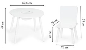 Eco Toys Detský stôl s organizérom a stoličkami, biely
