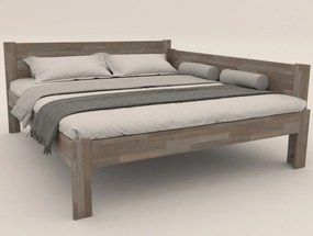 Rohová posteľ so zástenou vpravo Fava P 180x200 cm, šedý buk