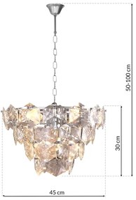 Krištáľový luster na reťazi DIANA 6xE14/40W/230V matný chróm