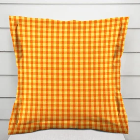 Biante Bavlnená obliečka na vankúš s lemom Olivia OL-006 Oranžovo-žltá kocka malá 45 x 45 cm