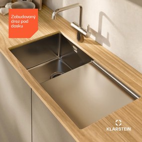 Klarstein TitanSteel kuchynský drez s odkvapkávačom, 79 x 44 cm, nehrdzavejúca oceľ, odolný voči poškriabaniu, odolný voči teplu