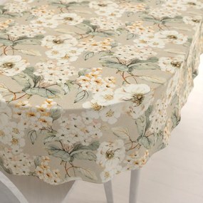 Biante Dekoračný oválny obrus PML-106 Maľované kvety na béžovom 120x200 cm