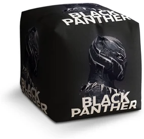 Sablio Taburet Cube BLACK PANTHER z profilu Čierny: 40x40x40 cm