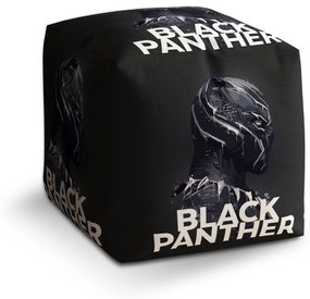 Sablio Taburet Cube BLACK PANTHER z profilu Čierny: 40x40x40 cm