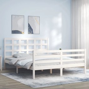 Rám postele s čelom biely 5FT masívne drevo veľkosť King 3193992