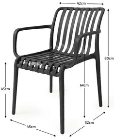 Plastová stolička TREGO s opierkami, antracitová