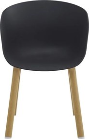 Čierna plastová jedálenská stolička s drevenými nohami Tiopi - 54*51*82 cm