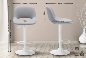 2x Barová stolička Camden - koženka, biely rám - Sivá