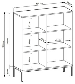 KOMODA VYSOKÁ VIGGO ŠEDÁ + ZLATÝ PODSTAVEC 104 cm