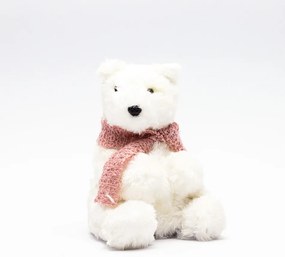 DECOLED Plyšový biely medveď, 14x12x16 cm