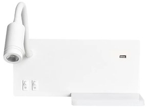 LED Nástenné svietidlo SHELF 1xLED/4W+1xLED/5W+1xLED/2W/230V + USB port biela