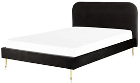 Zamatová posteľ 160 x 200 cm čierna FLAYAT Beliani