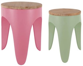Zelené/ružové kovové stoličky v súprave 2 ks Double Funky – Leitmotiv