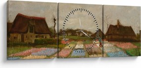 Obraz - Vincent van Gogh, Flower Beds in Holland, reprodukcia (s hodinami) (90x30 cm)