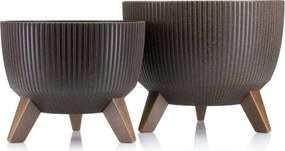 PLASTOVÝ KVETINÁČ ROSA LINEA ECO SADA 2KS 15X24,3 CM+18,3X29,2 CM HNEDÁ