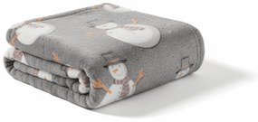 Svietiaca vianočná mikroplyšová deka SNOW BUDDY, sivá Rozmer: 150 x 200 cm
