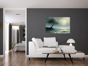 Obraz - Olejomaľba stromu s oceánom (90x60 cm)