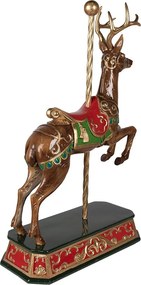 Hnedá dekorácia socha Jeleň na podstavci - 35*18*56 cm