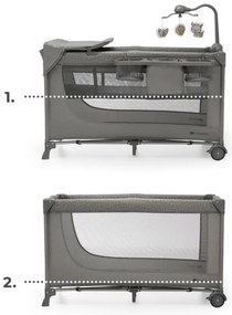 KINDERKRAFT - Cestovná postieľka JOY 2 s doplnkami šedá