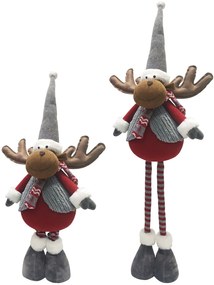 Dekorácia MagicHome Vianoce, Sob, červený, so sivým svetríkom, teleskopické nohy, 88 cm