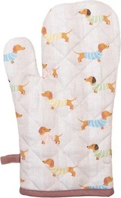 Béžová bavlnená chňapka - rukavice s jazvečíkmi Puppy Pullover - 18*30 cm