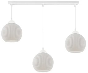 Závesné svietidlo Riffle Round, 3x biele sklenené tienidlo, w